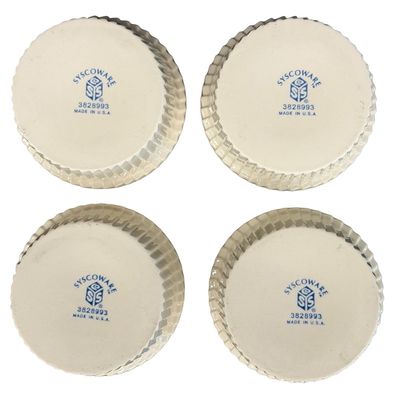 White Ceramic Fluted Heavy-Duty Vitrified Ceramic/Restaurant China Ramekins by Sysco Ware 3828993 - Lot of 4