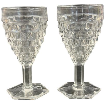 Vintage Fostoria American Clear Pattern Water or Wine Goblets - Set of 2