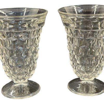Vintage Fostoria American Clear Footed Juice Glass Tumblers - Set of 2
