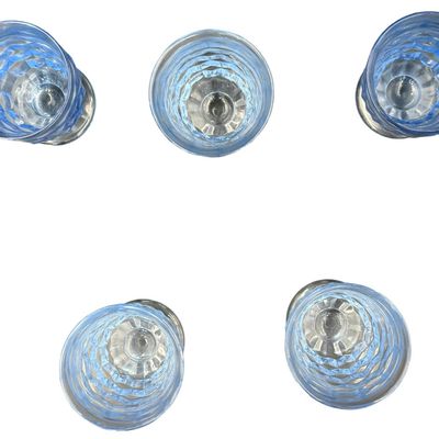 Vintage Light Blue Indiana Glass Whitehall Water Goblets in the Whitehall (or Cubist) Pattern (1960s - 1970s) - Set of 5