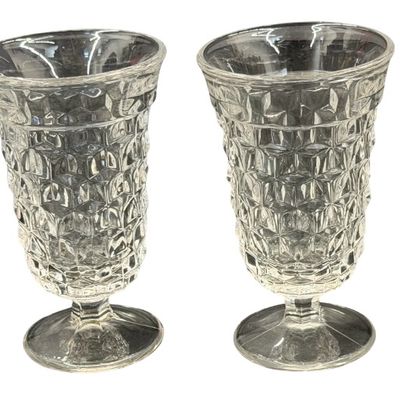 Vintage Fostoria American Clear Pressed Glass Footed Ice Tea Goblets - Set of 4