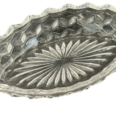 Vintage Fostoria American Clear Small Relish Glass Boat or Handled Dish