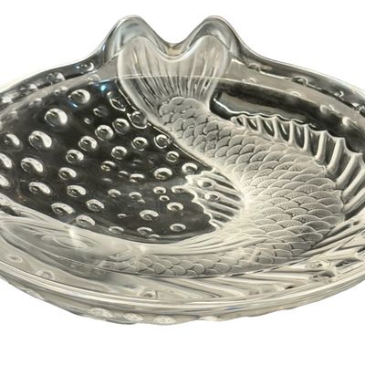 Vintage Lalique France "Concarneau" Koi Fish Crystal Dish or Cigar Ashtray