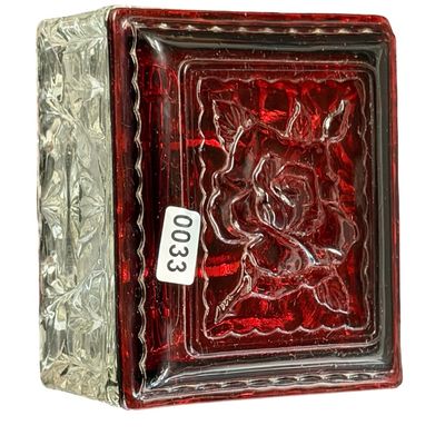 Vintage Anchor Hocking Rectangular Royal Ruby and Clear Cut-Glass Jewelry Box