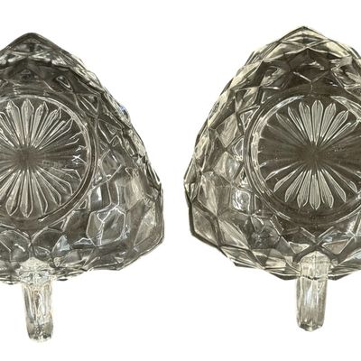 Vintage Fostoria American Clear Cube Nappy Dish with Handle Dish - Set of 2