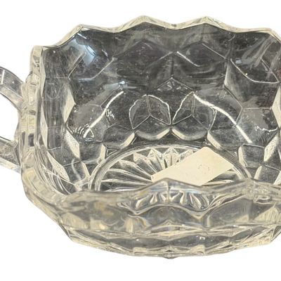 Vintage Fostoria American Clear Pressed Glass "Nappy" Bowl with Side Handle