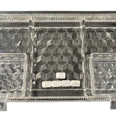 Vintage Fostoria American Clear Crystal Five Part Divider Relish/Appetizer Diamond Cut Tray featuring a Large Divided Rectangular Tray...