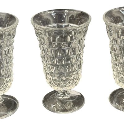 Vintage Fostoria American Clear Pattern Juice Footed Tumbler Glass - Set of 3