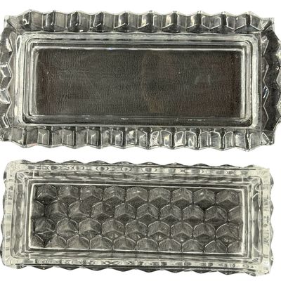 Vintage Fostoria American Clear Glass Oblong Covered Butter Dish