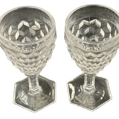 Vintage Fostoria American Clear Pattern Water or Wine Goblets - Set of 2
