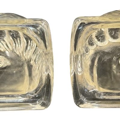 Vintage Federal Clear Pressed-Glass Horse Head Bookends