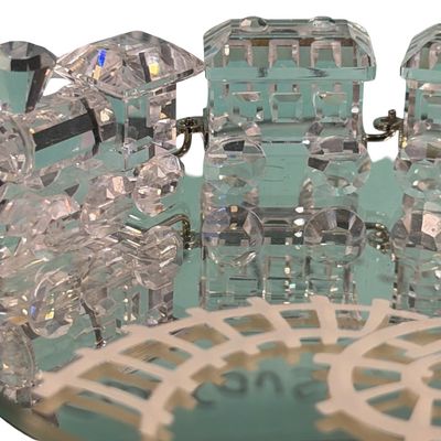 RETIRED Swarovski Crystal Figurines Train Set Engine and Three Cars Track with Mirror