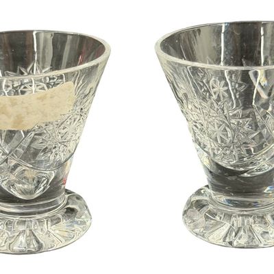 Vintage Crystal Cut Footed Shot Glass - Set of 2