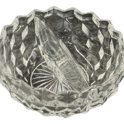 Vintage Fostoria American Clear Pressed Glass Divided Serving Bowl