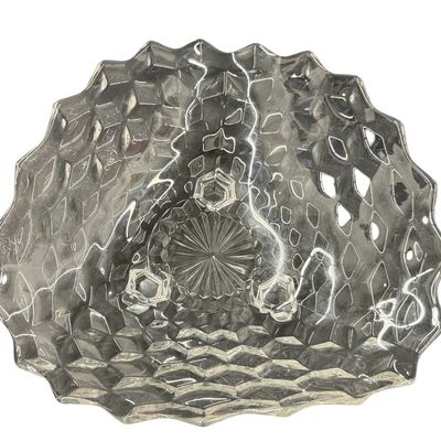 Vintage Fostoria American Clear Pressed Glass Wavy Three-Footed Centerpiece Fruit Bowl
