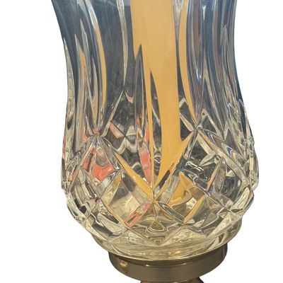 Vintage Waterford Lismore Crystal Hurricane Candle Holders with Brass Base - Set of 2 **