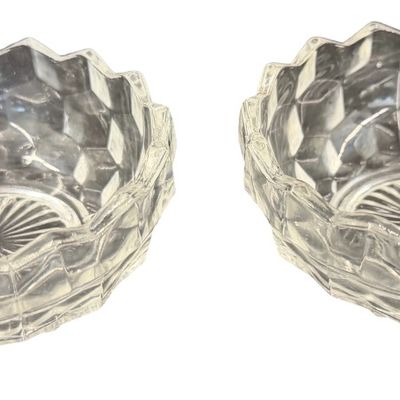 Vintage Fostoria American Clear Pressed Glass 4 3/8" X 2 3/8" Ice Cream/Fruit Bowl - Set of 2
