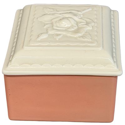 Vintage Fire King Dusty Rose Pink Trinket Box