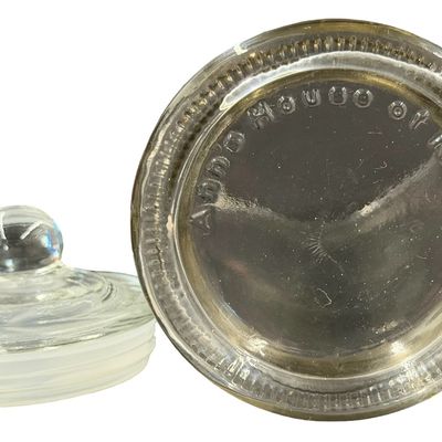 Vintage "Ann's House of Nuts" Clear Glass Cylindrical Apothecary or Storage Jar with Lid