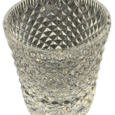 Vintage Baccarat Clear Crystal All-Over Diamond Pattern Vase