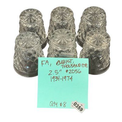 Vintage Fostoria American Clear Small Tumblers Flat Bottom - Lot of 6