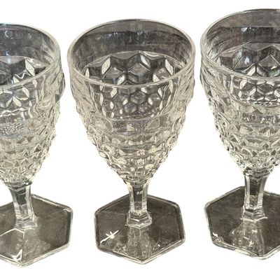 Vintage Fostoria American Clear Glass Water or Wine Goblets - Lot of 3