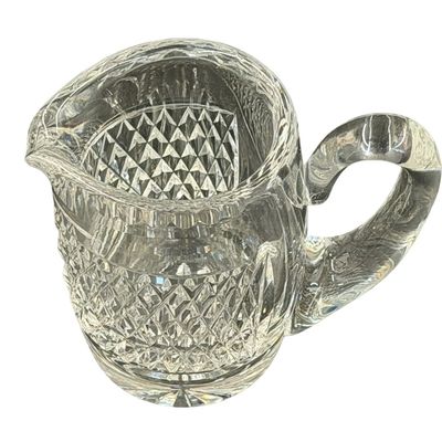 Vintage Waterford Crystal Small Cut-Glass Cream Pitcher featuring a Classic Diamond-Cut Pattern