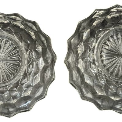 Vintage Fostoria American Clear Pressed Glass 5 1/4" Flared Nappy/Ice Cream/Fruit Bowl - Set of 2
