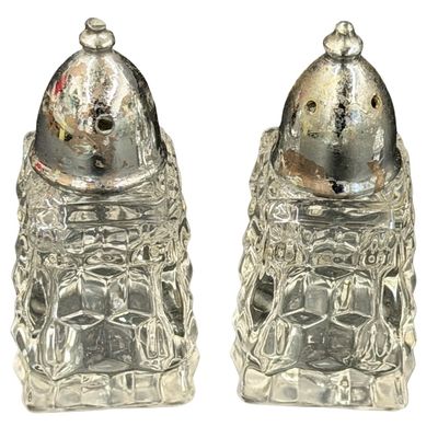 Vintage Fostoria American Mini Salt and Pepper Shaker Set with Tray