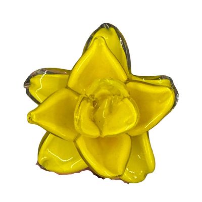 Vintage Hand-Blown Art Glass Handcrafted Yellow Art Glass Daffodil Flower Sculpture 16"