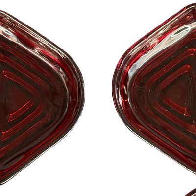 Vintage Anchor Hocking Royal Ruby Red "Manhattan" Pattern Triangular Glass Relish or Lazy Susan Insert - Lot of 5