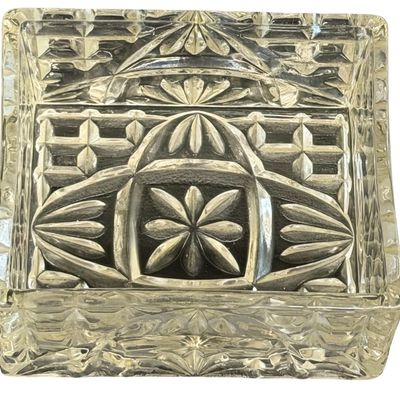 Vintage Anchor Hocking Rectangular Royal Ruby and Clear Cut-Glass Jewelry Box