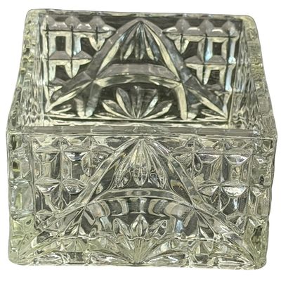 Vintage Anchor Hocking Rectangular Royal Ruby and Clear Cut-Glass Jewelry Box