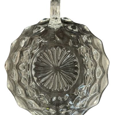 Vintage Fostoria American Clear Pressed Glass Handled Nappy Dish