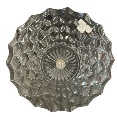 Vintage Fostoria American Clear Pressed Glass Handled Cake Tray With Metal Handle