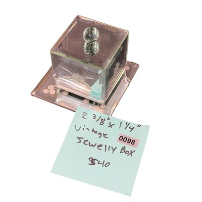 Vintage Etched Mirrored Glass Trinket or Jewelry Box with a Matching Mirror Tray - Large