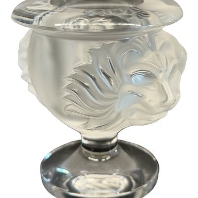 **SIGNED** Vintage Lalique France Frosted Crystal Lion Head Cigarette Holder