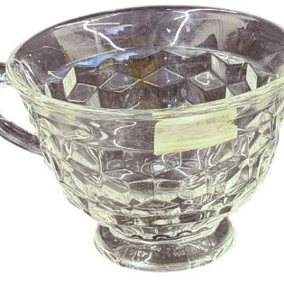 Vintage Fostoria American Clear Footed Tea Cup with Clear Rounded Handle - Set of 6