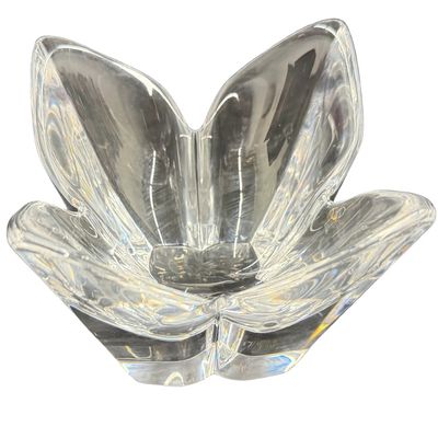Vintage Clear Crystal Lotus-Shaped Bowl by Orrefors, designed by Lars Hellsten