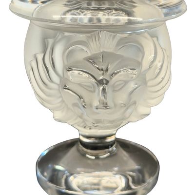 **SIGNED** Vintage Lalique France Frosted Crystal Lion Head Cigarette Holder