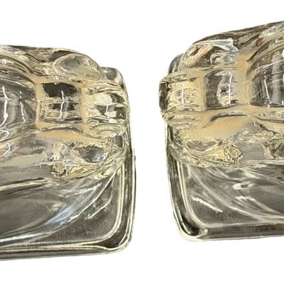 Vintage Federal Clear Pressed-Glass Horse Head Bookends
