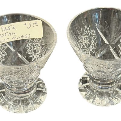 Vintage Crystal Cut Footed Shot Glass - Set of 2