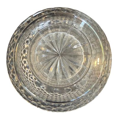 Vintage Waterford Crystal Glandore Pattern Cut-Lead Crystal Round Rose Bowl featuring a Distinctive Laurel Leaf Band and Diamond Cutting