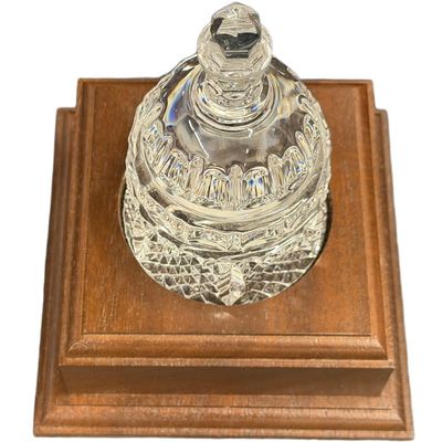 Waterford Crystal U.S. Capitol Dome Paperweight or Desk Award Mounted on a Stepped Wooden Walnut