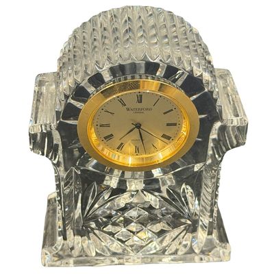 Vintage Waterford Lismore Crystal Arch-Top Carriage And Mantel Clock