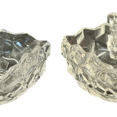Vintage Fostoria American Clear Cube Nappy Dish with Handle Dish - Set of 2