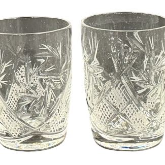 Vintage Neman 11-Oz Hand Made Crystal Whiskey Rocks Glasses, Set of 6
