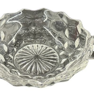 Vintage Fostoria American Clear Pressed Glass Round Single-Handled Nappy Serving Bowl
