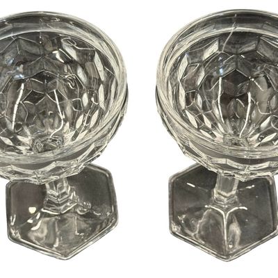 Vintage Fostoria American Clear Glass Champagne Coupe or Tall Sherbet Glasses - Lot of 4