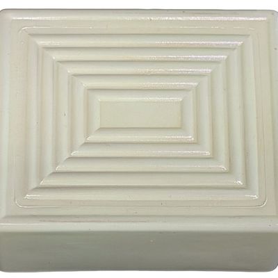 Vintage Anchor Hocking Fire-King Jadeite Green Glass Trinket or Jewelry Box featuring a Matching or Milk Glass/Vitrock Embossed Rose...